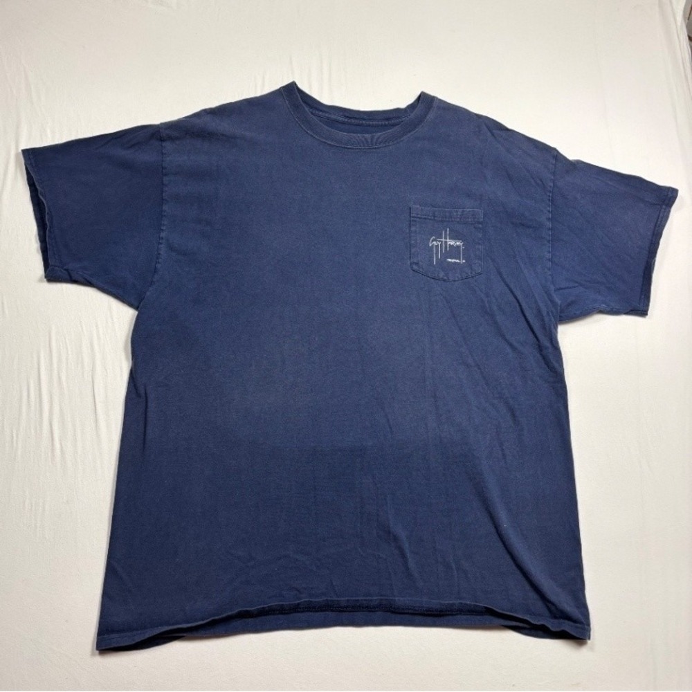 Guy Harvey Men's Navy Blue Pocket T Shirt Short Sleeve Crew Neck Fishing XXL 2XL